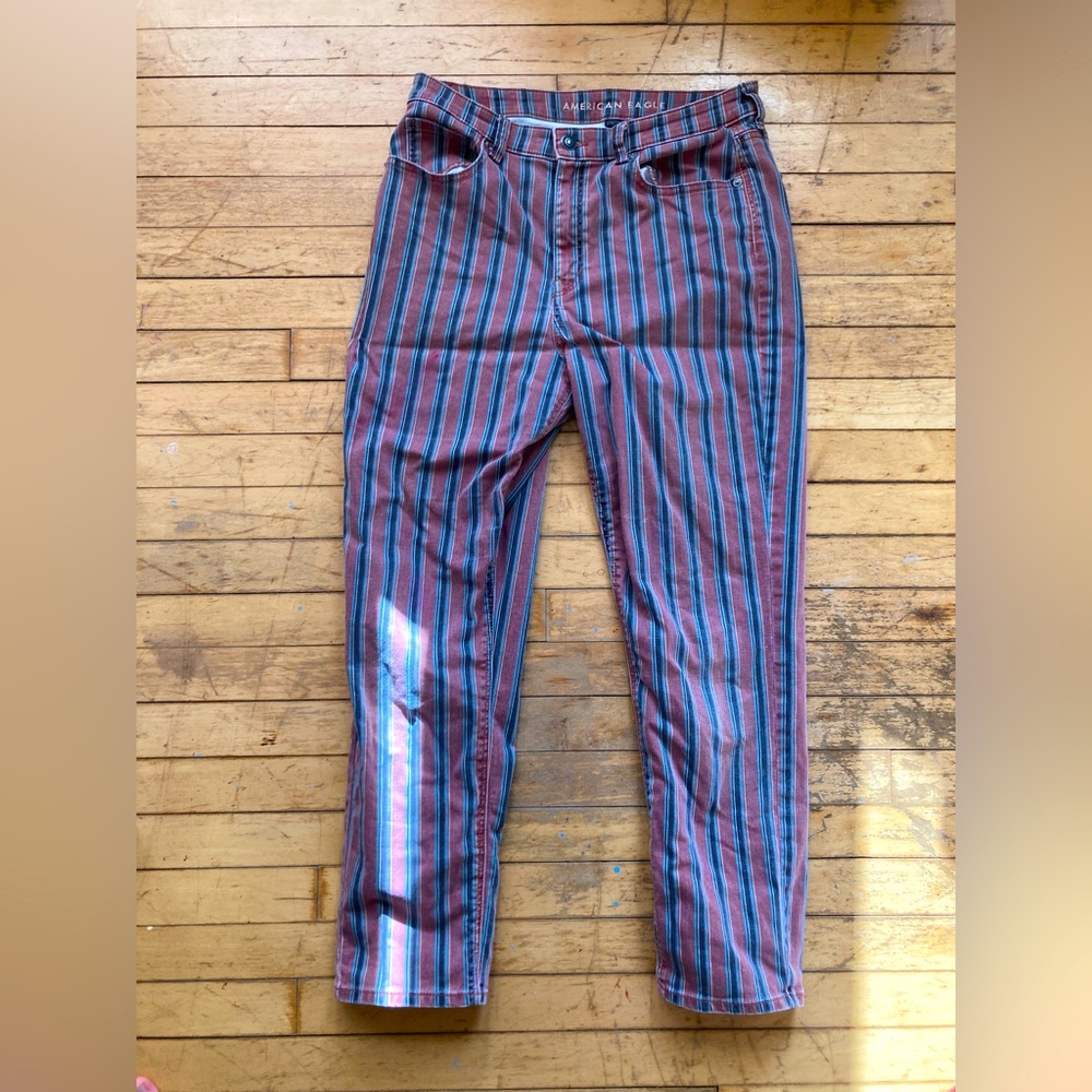 Striped High Waisted Mom Jeans